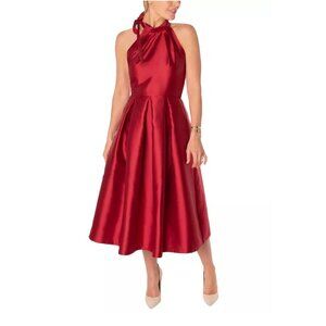 Maison Tara Fit & Flare Bow Halter Dress - Size 4 . Scarlett Red, Worn Only Once